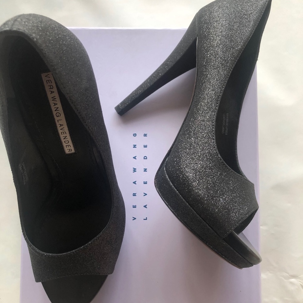 Vera Wang Selima black sparkle heel US 6.5